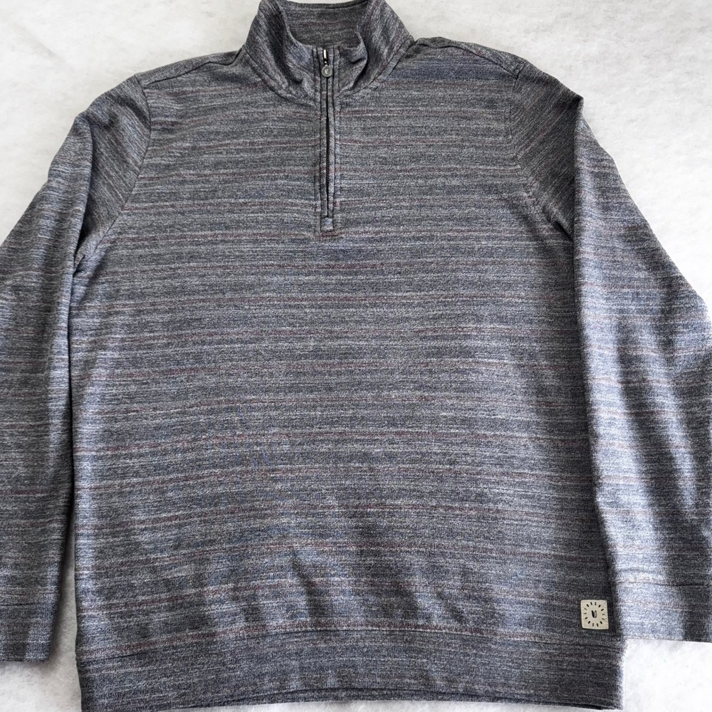 Linksoul Mens Quarter Zip Pullover Sweater Grey Space‎ Dye Stripe Size Medium